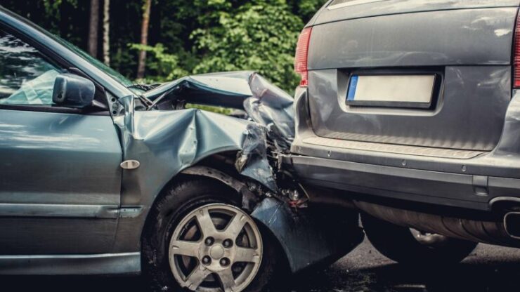 Image of a auto accident involving two cars.